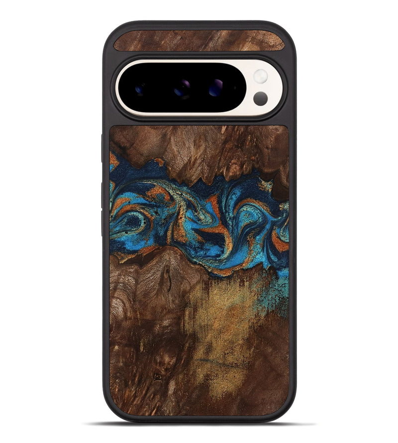 Pixel 10 Pro XL Wood Phone Case - Marion (Teal & Gold, 801889)