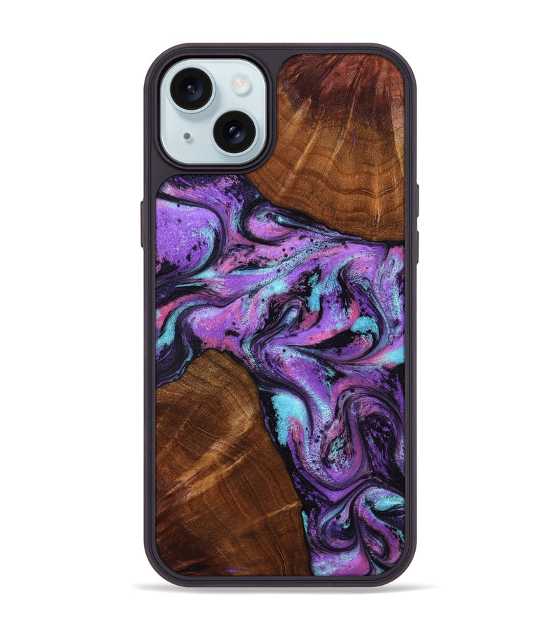 iPhone 15 Plus Wood Phone Case - Owen (Purple, 801891)
