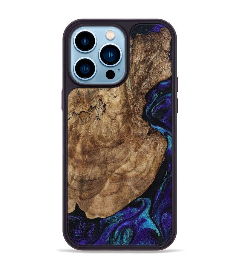 iPhone 14 Pro Max Wood Phone Case - Leo (Purple, 801892)