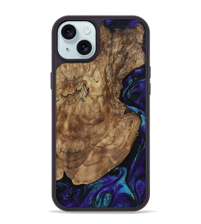 iPhone 15 Plus Wood Phone Case - Leo (Purple, 801892)