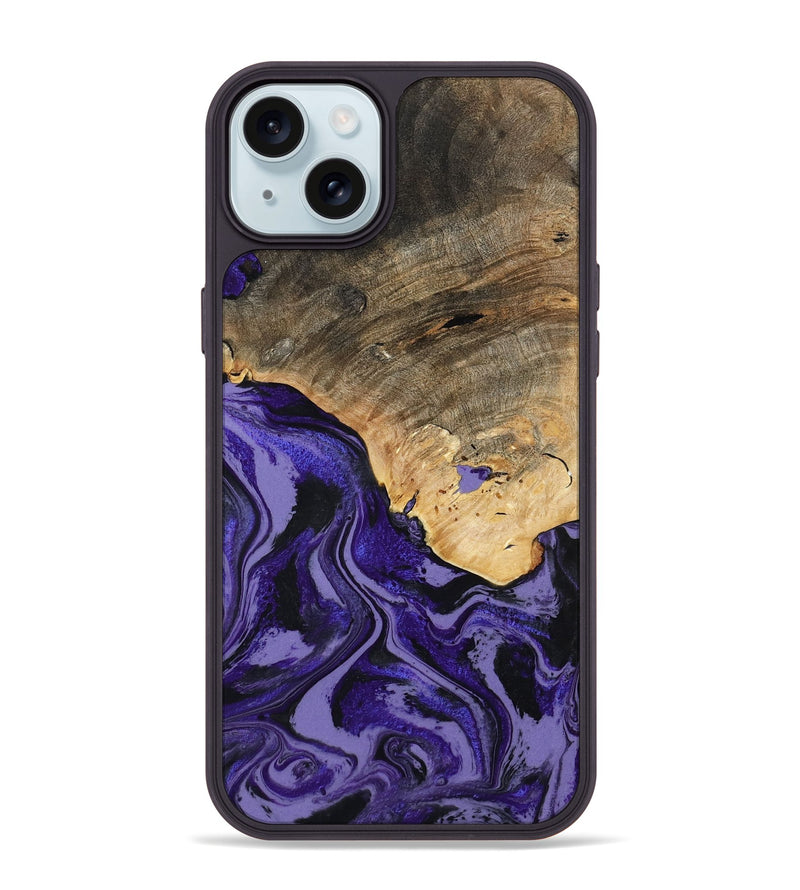 iPhone 15 Plus Wood Phone Case - Leona (Purple, 801893)