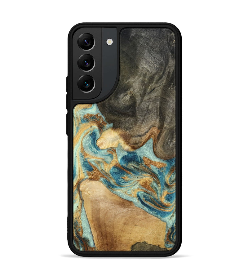 Galaxy S22 Plus Wood Phone Case - Felisha (Teal & Gold, 801912)