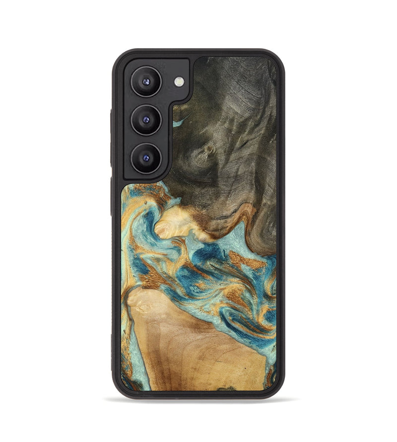 Galaxy S23 Wood Phone Case - Felisha (Teal & Gold, 801912)