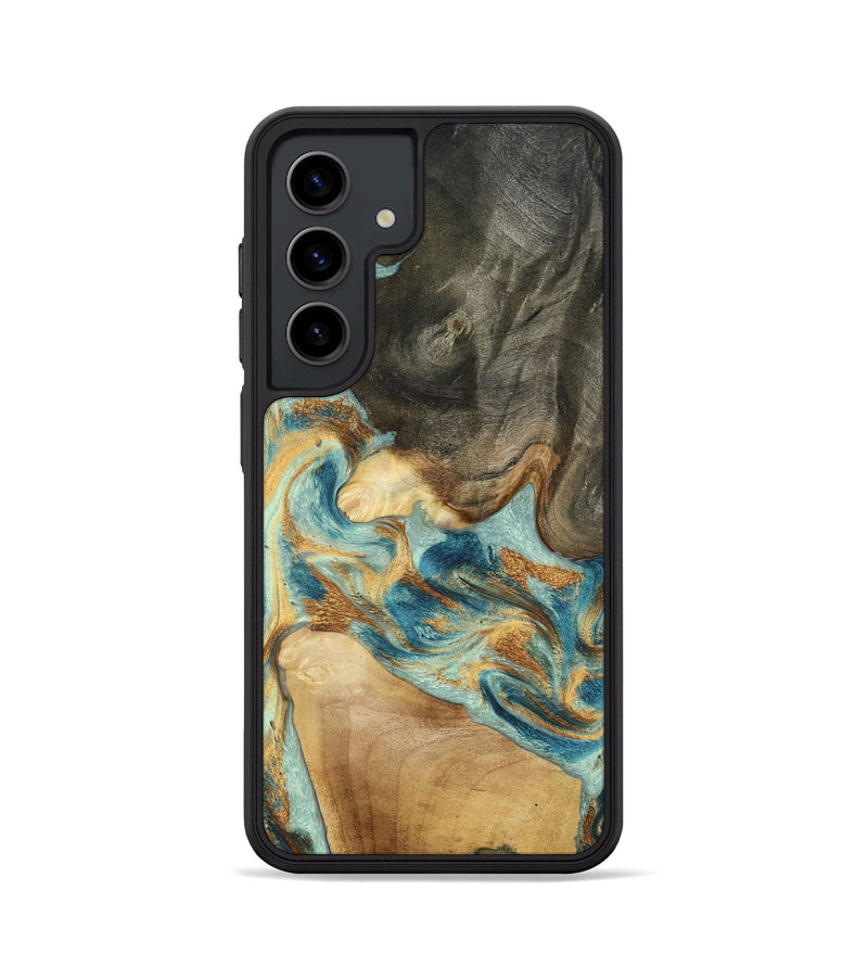 Galaxy S24 Wood Phone Case - Felisha (Teal & Gold, 801912)