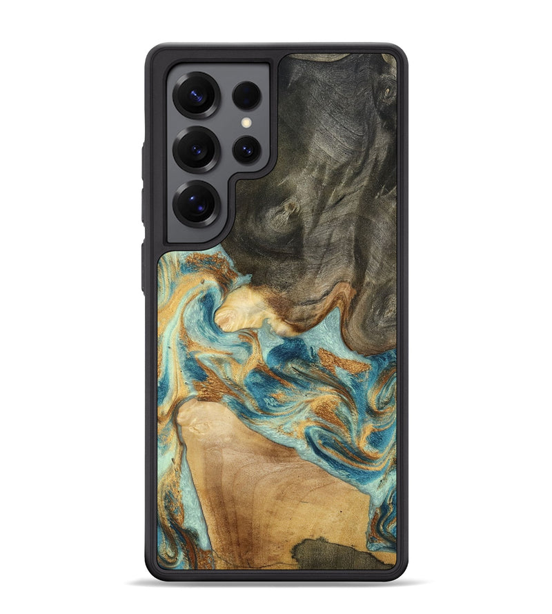 Galaxy S25 Ultra Wood Phone Case - Felisha (Teal & Gold, 801912)