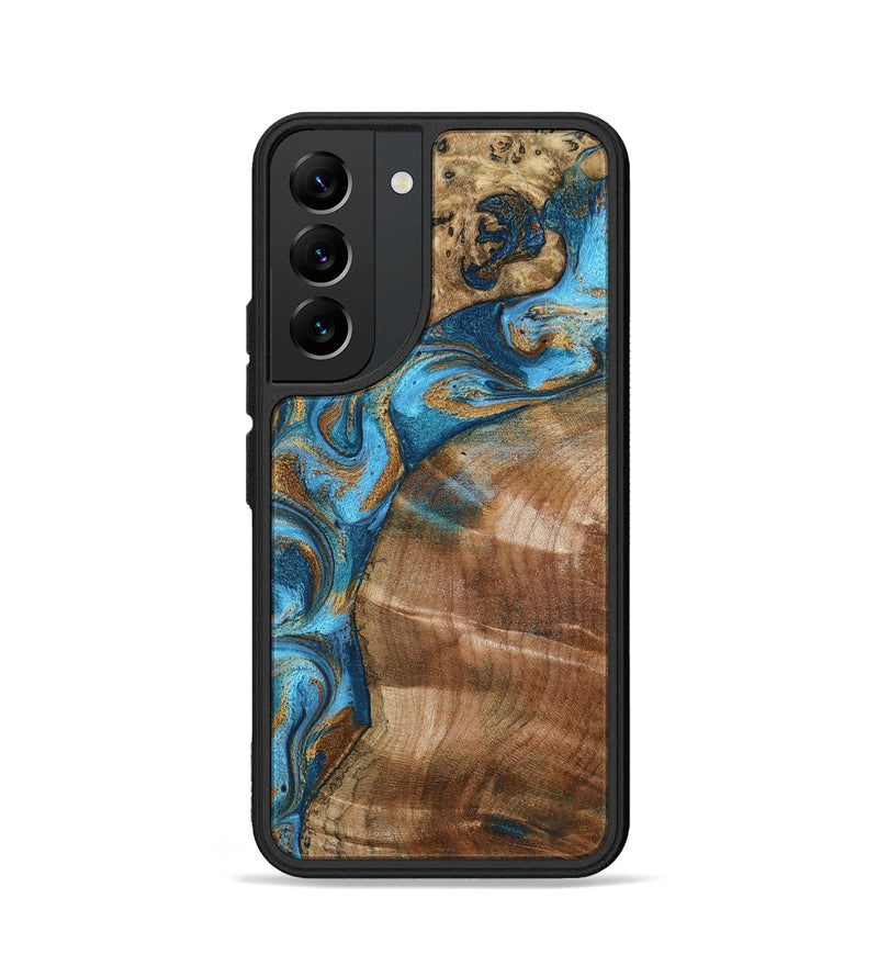 Galaxy S22 Wood Phone Case - Evie (Teal & Gold, 801913)