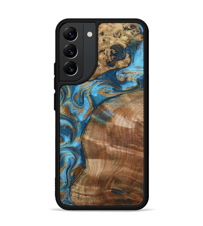 Galaxy S22 Plus Wood Phone Case - Evie (Teal & Gold, 801913)