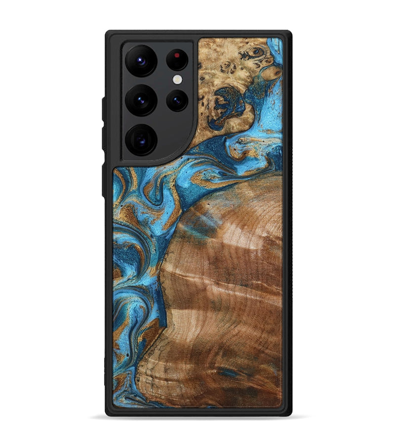 Galaxy S22 Ultra Wood Phone Case - Evie (Teal & Gold, 801913)