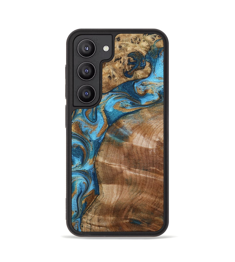 Galaxy S23 Wood Phone Case - Evie (Teal & Gold, 801913)