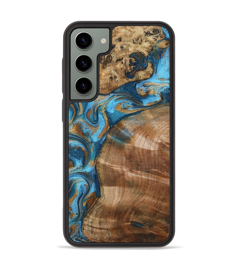 Galaxy S23 Plus Wood Phone Case - Evie (Teal & Gold, 801913)