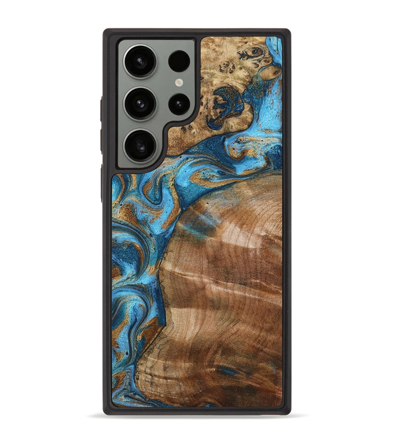 Galaxy S23 Ultra Wood Phone Case - Evie (Teal & Gold, 801913)