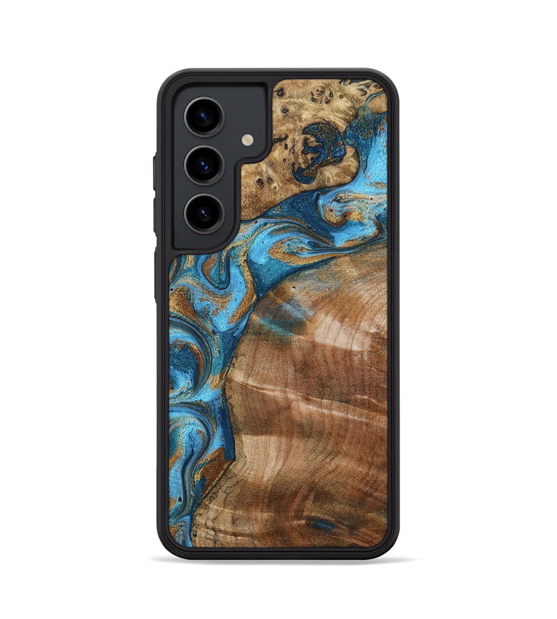 Galaxy S24 Wood Phone Case - Evie (Teal & Gold, 801913)