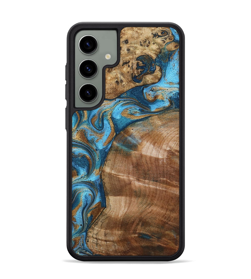 Galaxy S24 Plus Wood Phone Case - Evie (Teal & Gold, 801913)