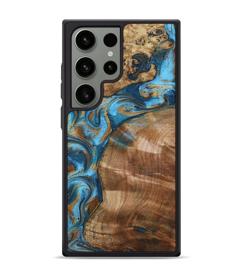 Galaxy S24 Ultra Wood Phone Case - Evie (Teal & Gold, 801913)