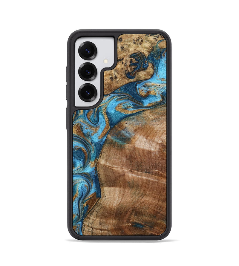 Galaxy S25 Wood Phone Case - Evie (Teal & Gold, 801913)