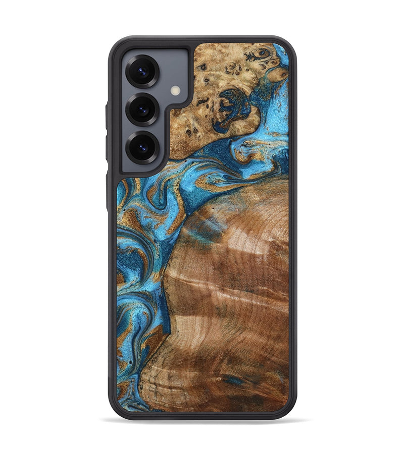 Galaxy S25 Plus Wood Phone Case - Evie (Teal & Gold, 801913)