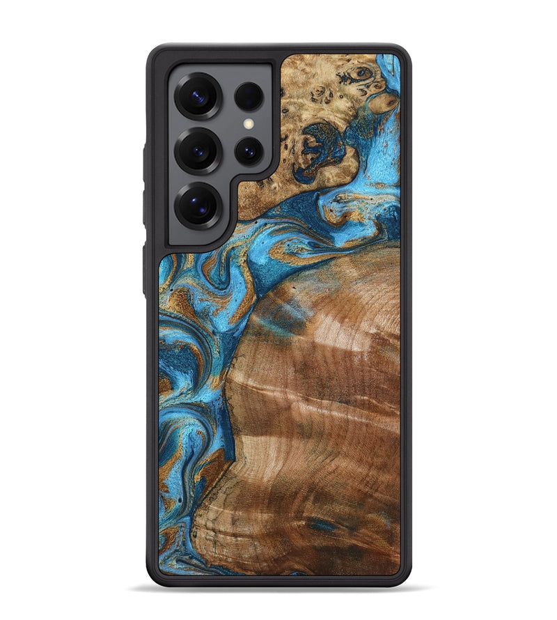 Galaxy S25 Ultra Wood Phone Case - Evie (Teal & Gold, 801913)