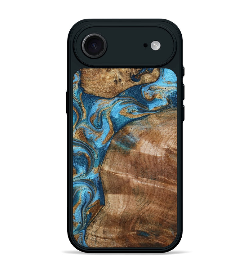 iPhone 17 Air Wood Phone Case - Evie (Teal & Gold, 801913)