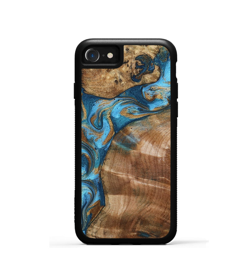 iPhone SE Wood Phone Case - Evie (Teal & Gold, 801913)
