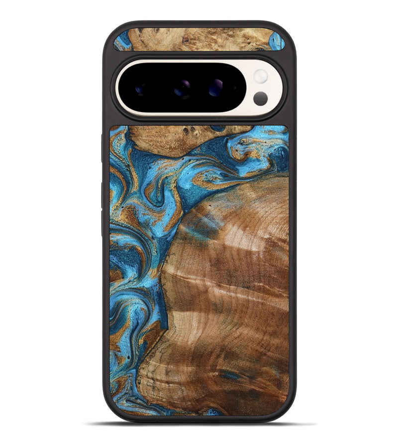 Pixel 9 Pro XL Wood Phone Case - Evie (Teal & Gold, 801913)