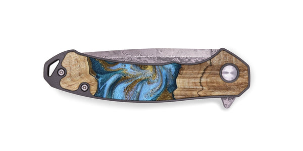 EDC Wood Pocket Knife - Jolene (Teal & Gold, 801914)