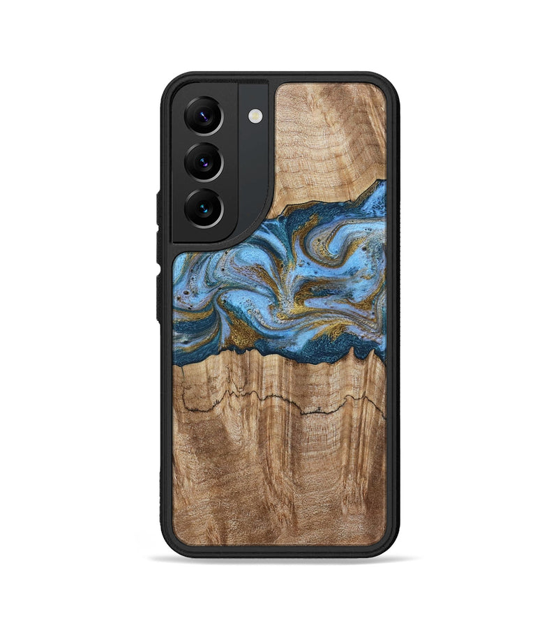 Galaxy S22 Wood Phone Case - Jolene (Teal & Gold, 801914)
