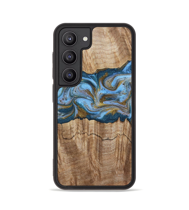 Galaxy S23 Wood Phone Case - Jolene (Teal & Gold, 801914)