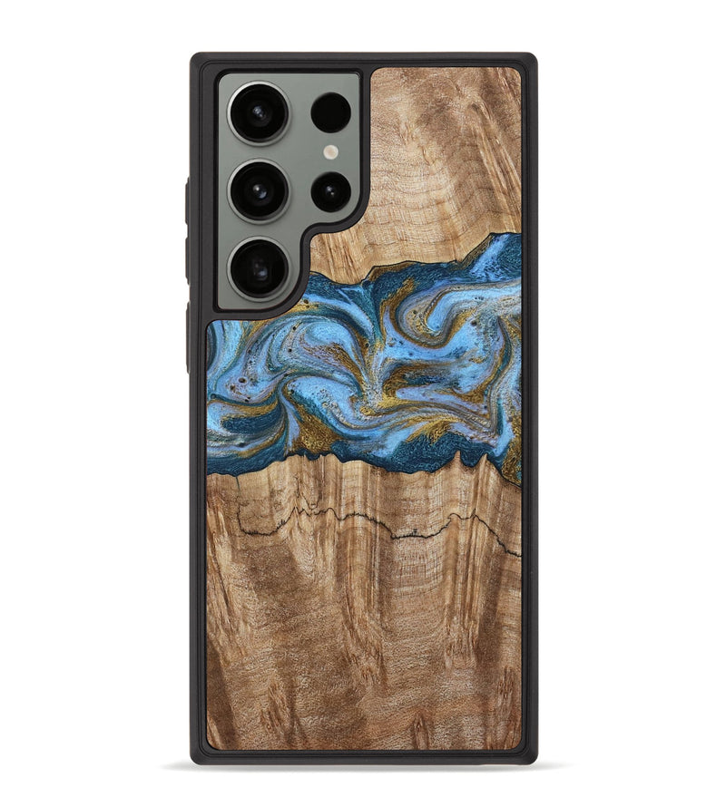 Galaxy S23 Ultra Wood Phone Case - Jolene (Teal & Gold, 801914)
