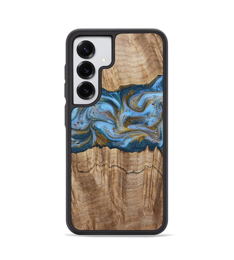 Galaxy S25 Wood Phone Case - Jolene (Teal & Gold, 801914)