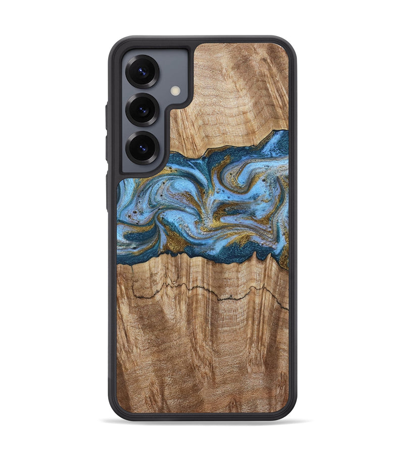 Galaxy S25 Plus Wood Phone Case - Jolene (Teal & Gold, 801914)