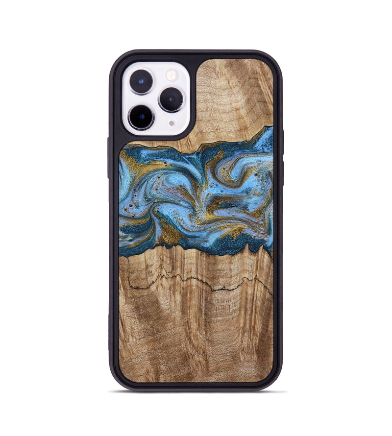 iPhone 11 Pro Wood Phone Case - Jolene (Teal & Gold, 801914)