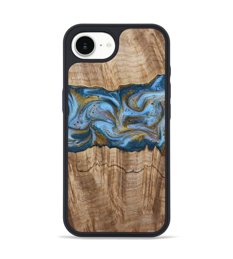 iPhone 16e Wood Phone Case - Jolene (Teal & Gold, 801914)
