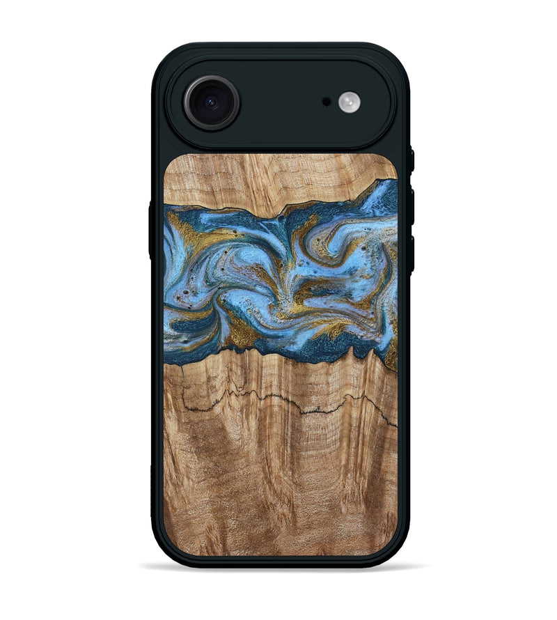 iPhone 17 Air Wood Phone Case - Jolene (Teal & Gold, 801914)