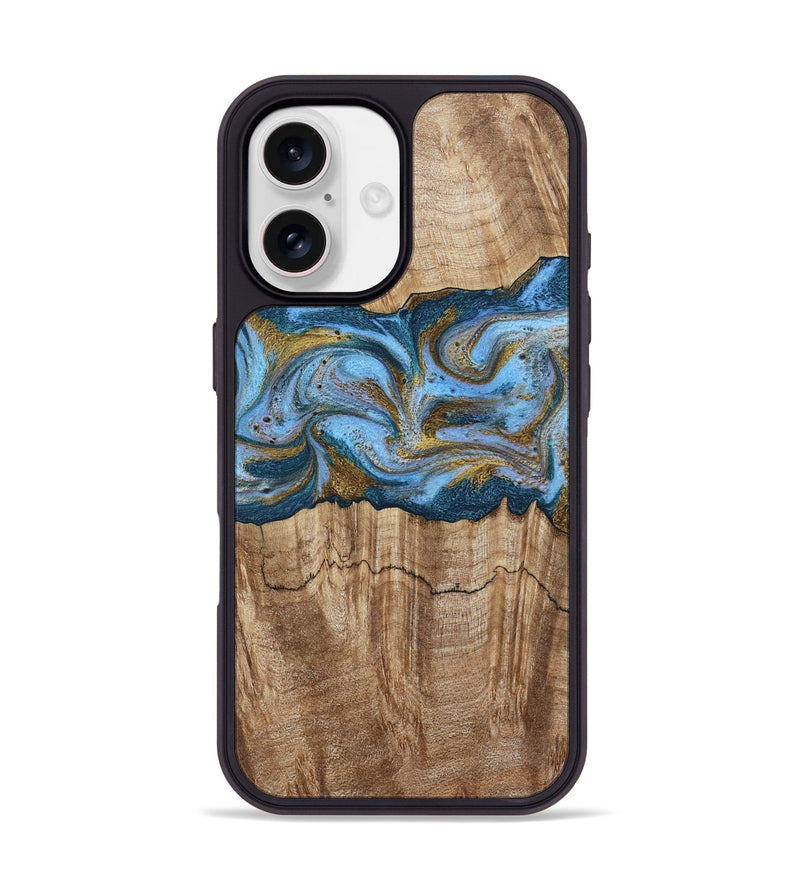 iPhone 17 Wood Phone Case - Jolene (Teal & Gold, 801914)
