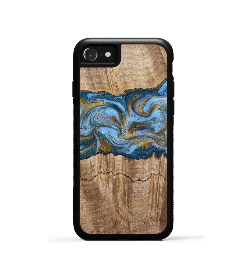 iPhone SE Wood Phone Case - Jolene (Teal & Gold, 801914)