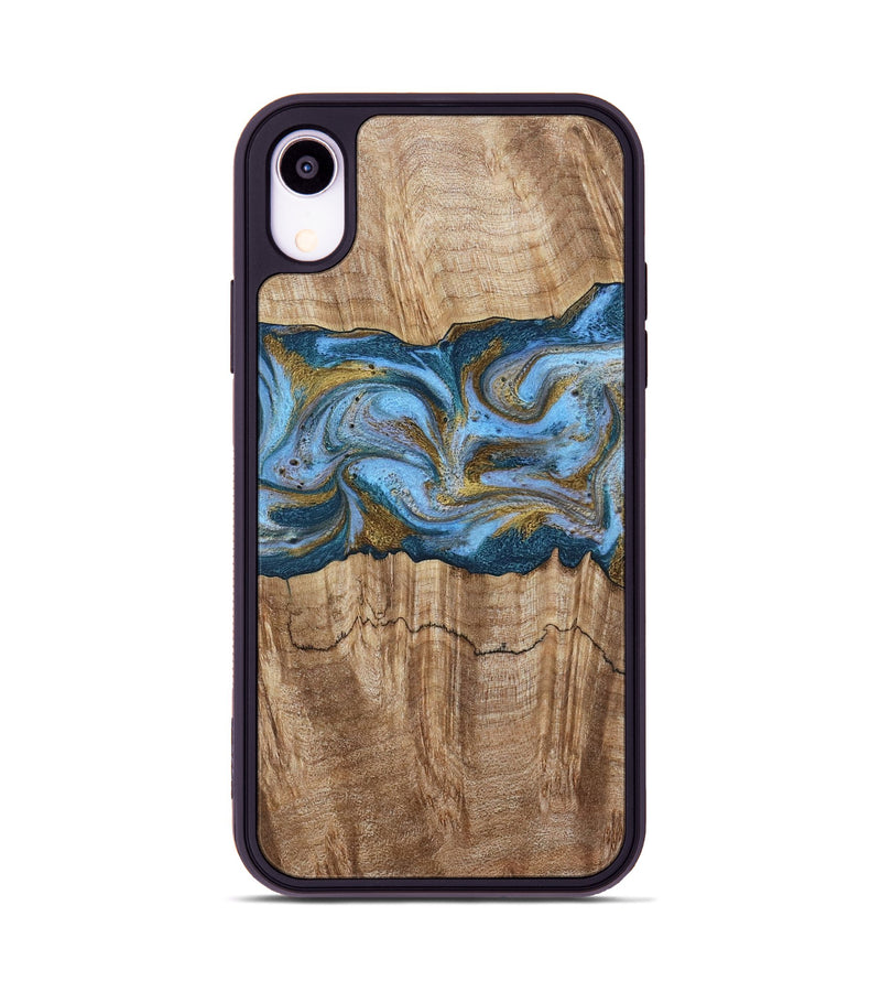 iPhone Xr Wood Phone Case - Jolene (Teal & Gold, 801914)