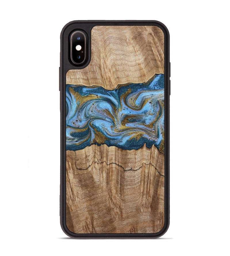iPhone Xs Max Wood Phone Case - Jolene (Teal & Gold, 801914)