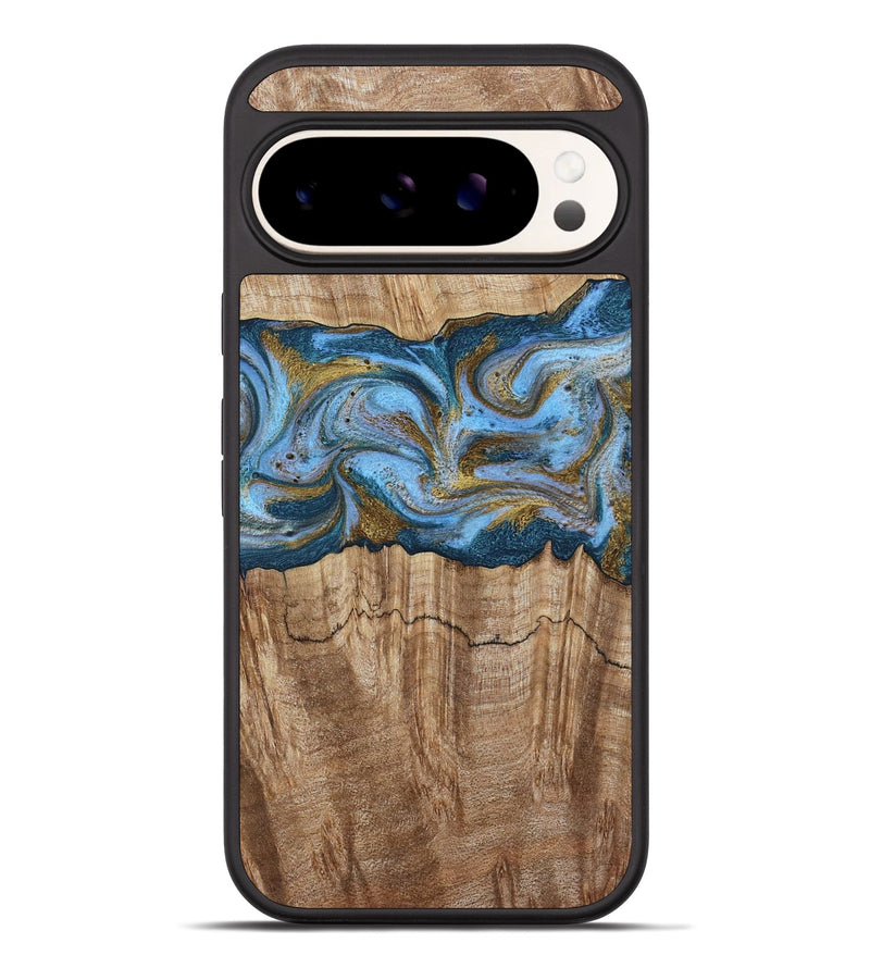 Pixel 10 Pro XL Wood Phone Case - Jolene (Teal & Gold, 801914)