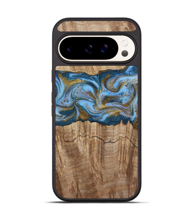 Pixel 9 Pro Wood Phone Case - Jolene (Teal & Gold, 801914)