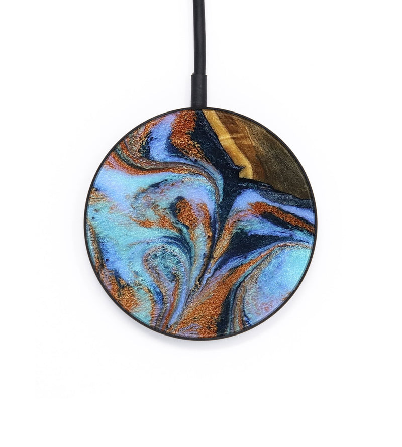 Circle Wood Wireless Charger - Gunnar (Teal & Gold, 801915)