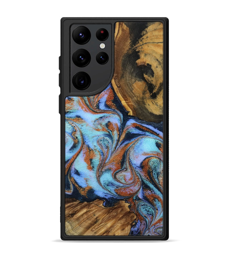 Galaxy S22 Ultra Wood Phone Case - Gunnar (Teal & Gold, 801915)