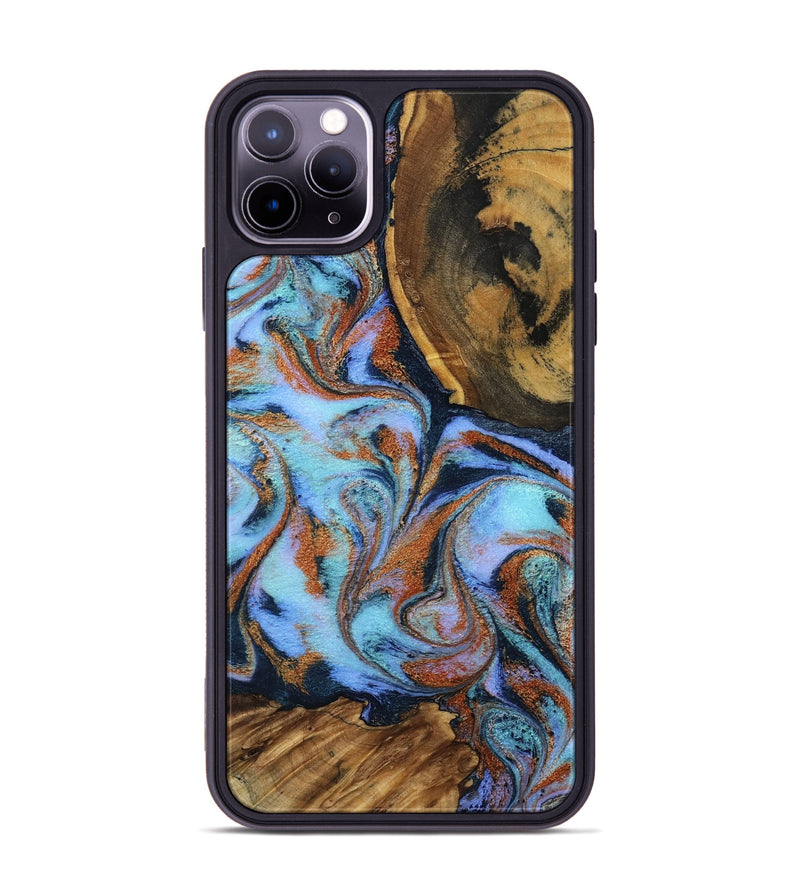 iPhone 11 Pro Max Wood Phone Case - Gunnar (Teal & Gold, 801915)
