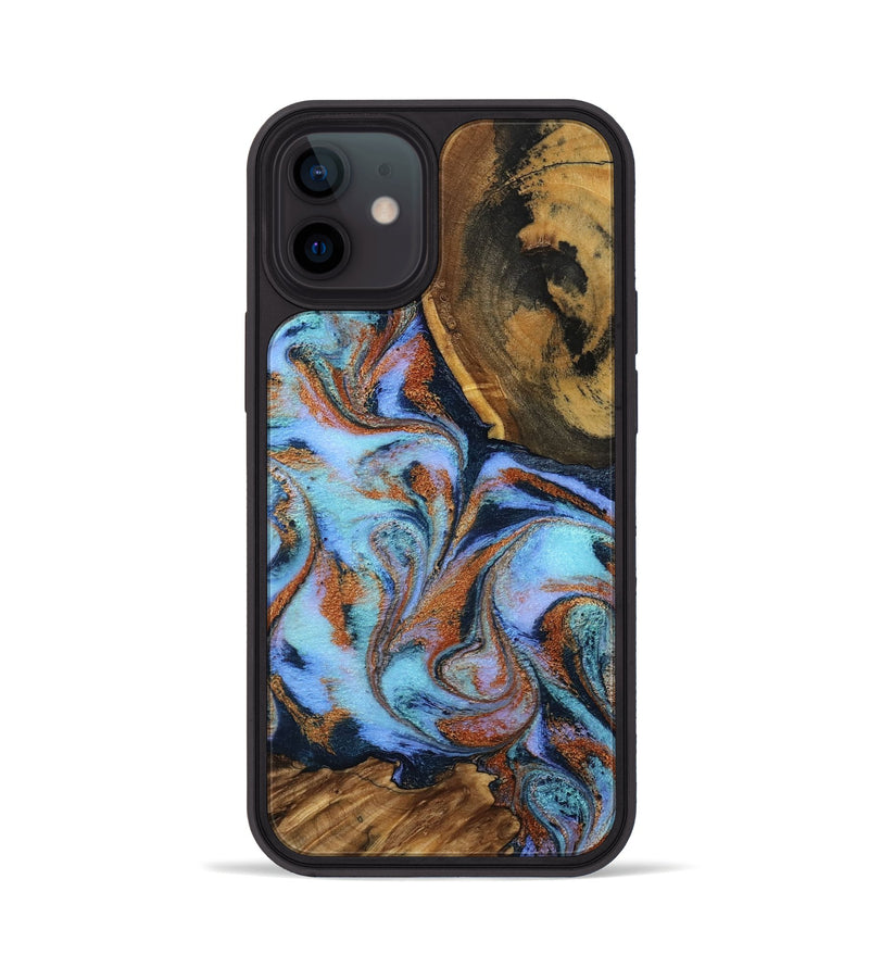 iPhone 12 Wood Phone Case - Gunnar (Teal & Gold, 801915)