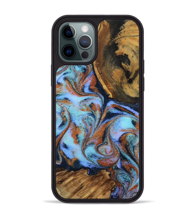 iPhone 12 Pro Max Wood Phone Case - Gunnar (Teal & Gold, 801915)