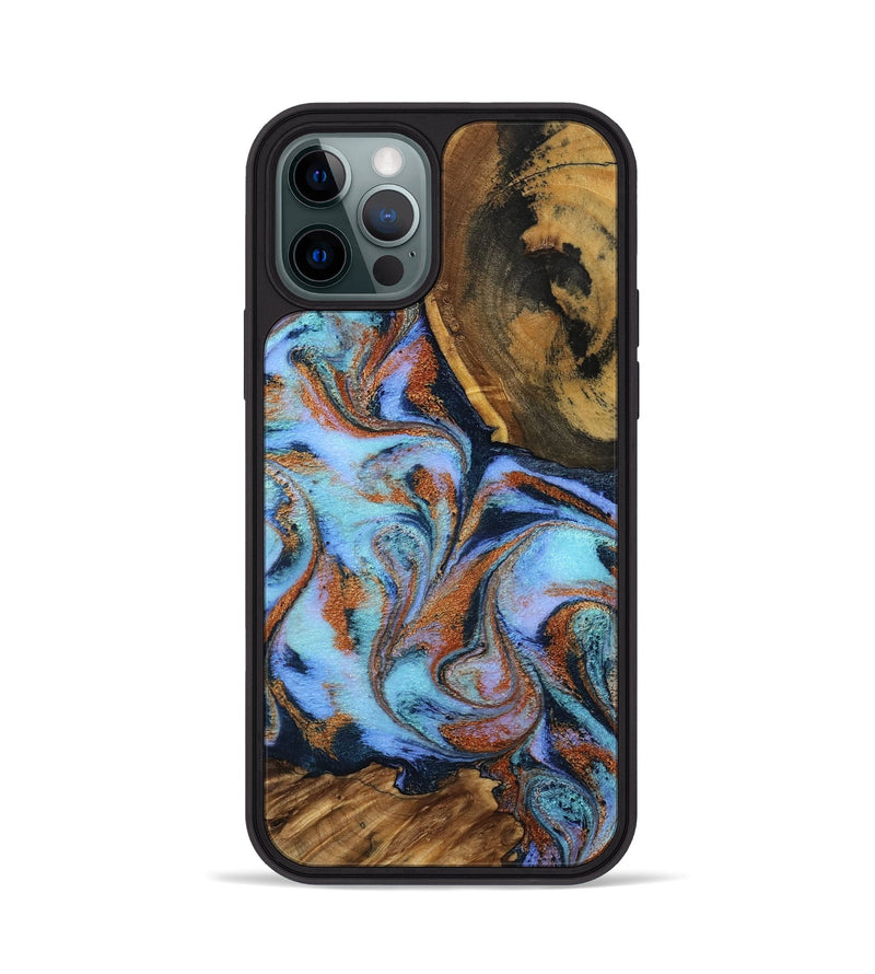 iPhone 12 Pro Wood Phone Case - Gunnar (Teal & Gold, 801915)