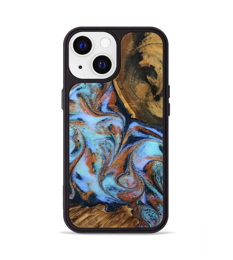 iPhone 13 Wood Phone Case - Gunnar (Teal & Gold, 801915)