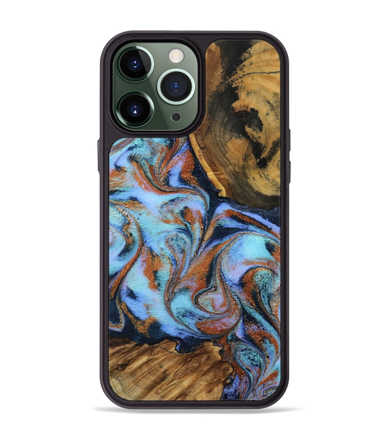 iPhone 13 Pro Max Wood Phone Case - Gunnar (Teal & Gold, 801915)