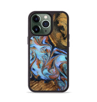 iPhone 13 Pro Wood Phone Case - Gunnar (Teal & Gold, 801915)