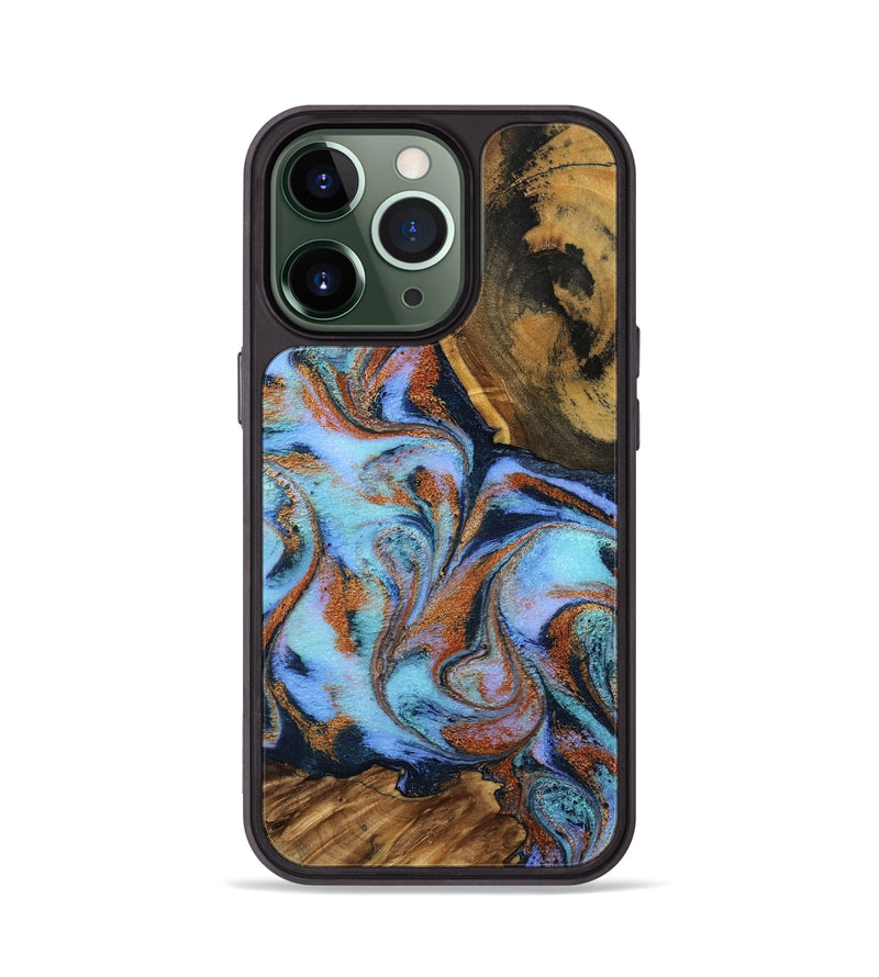 iPhone 13 Pro Wood Phone Case - Gunnar (Teal & Gold, 801915)