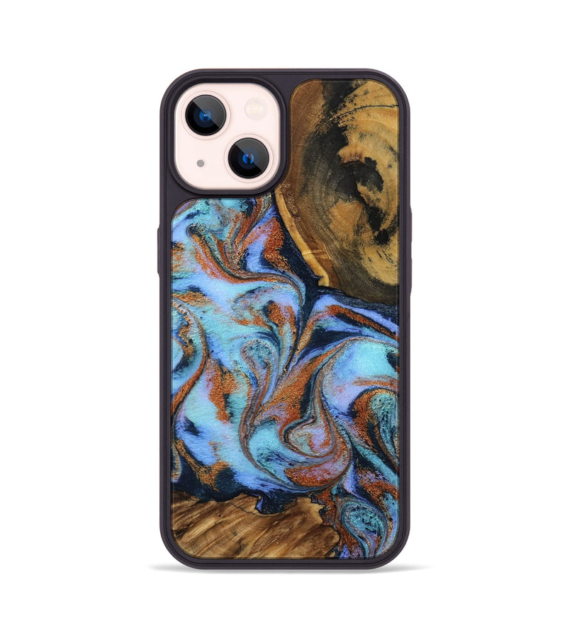 iPhone 14 Wood Phone Case - Gunnar (Teal & Gold, 801915)